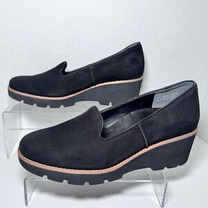 Vionic Womens 10 Willa Wedge Suede Loafer Black Arch Support Orthotic Slip On